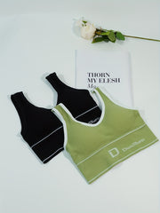 2pcs Letter Print Tank Tops V Neck Sports Top Women's Lingerie & Underwear
