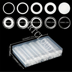 100 Pcs 30mm Coin Capsules & 5 Sizes Gasket Holder Case with Organizer Box