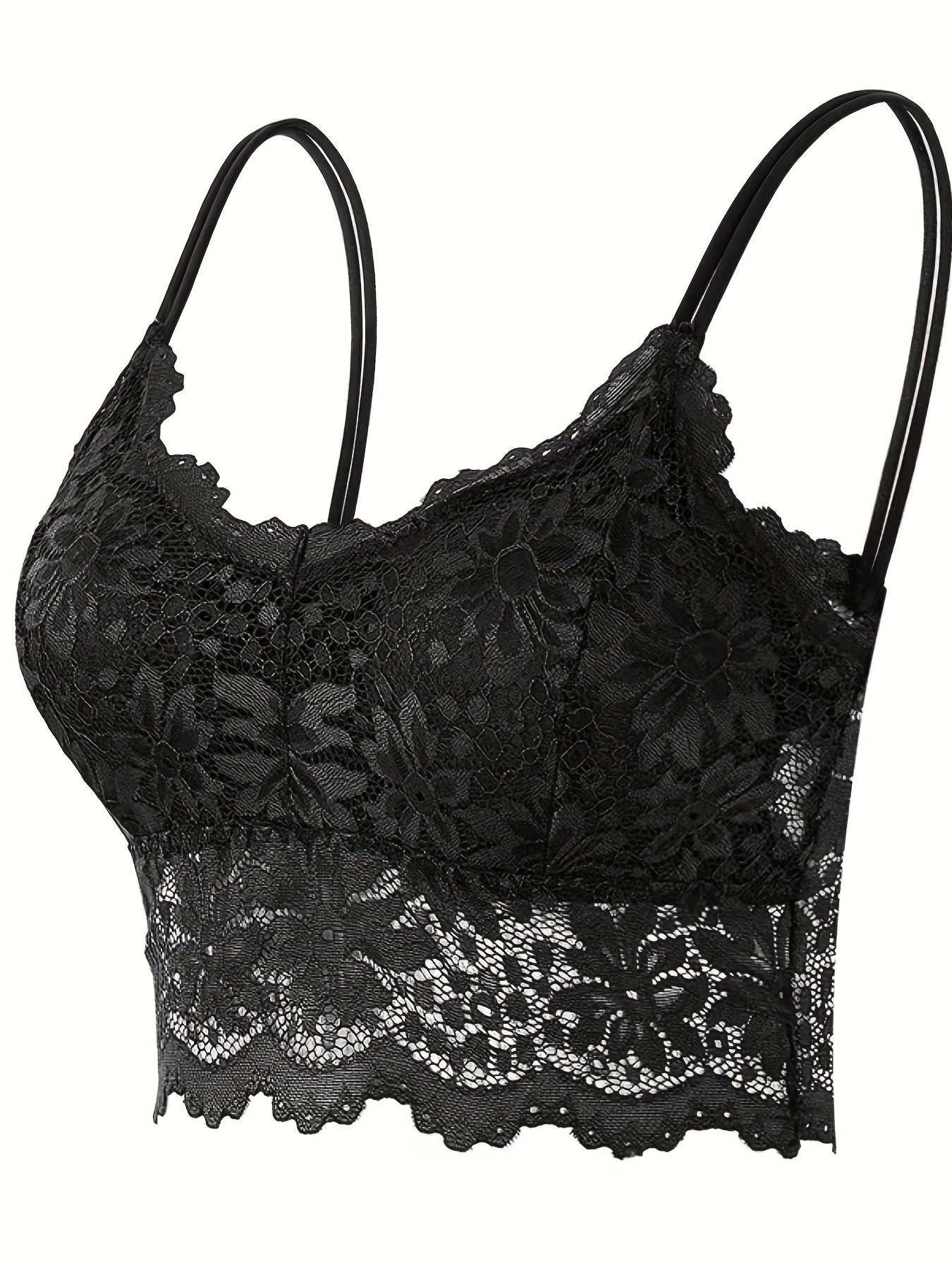 Lace Wireless Bralette Scallop Trim Lightweight Bra