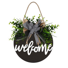 Hello Front Door Round Wooden Sign Hanging Welcome Sign Farmhouse Porch Spring