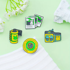 Camera Film Lens Enamel Brooch Cartoon Rabbit Bear Photo Lapel Pin