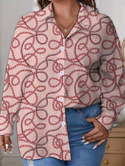  Paisley Print Button Up Long Sleeve Blouse