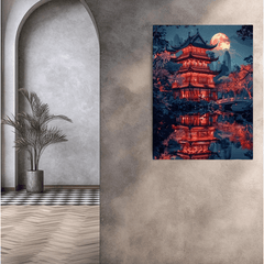 Red Building Under the Moon DIY Painting Set