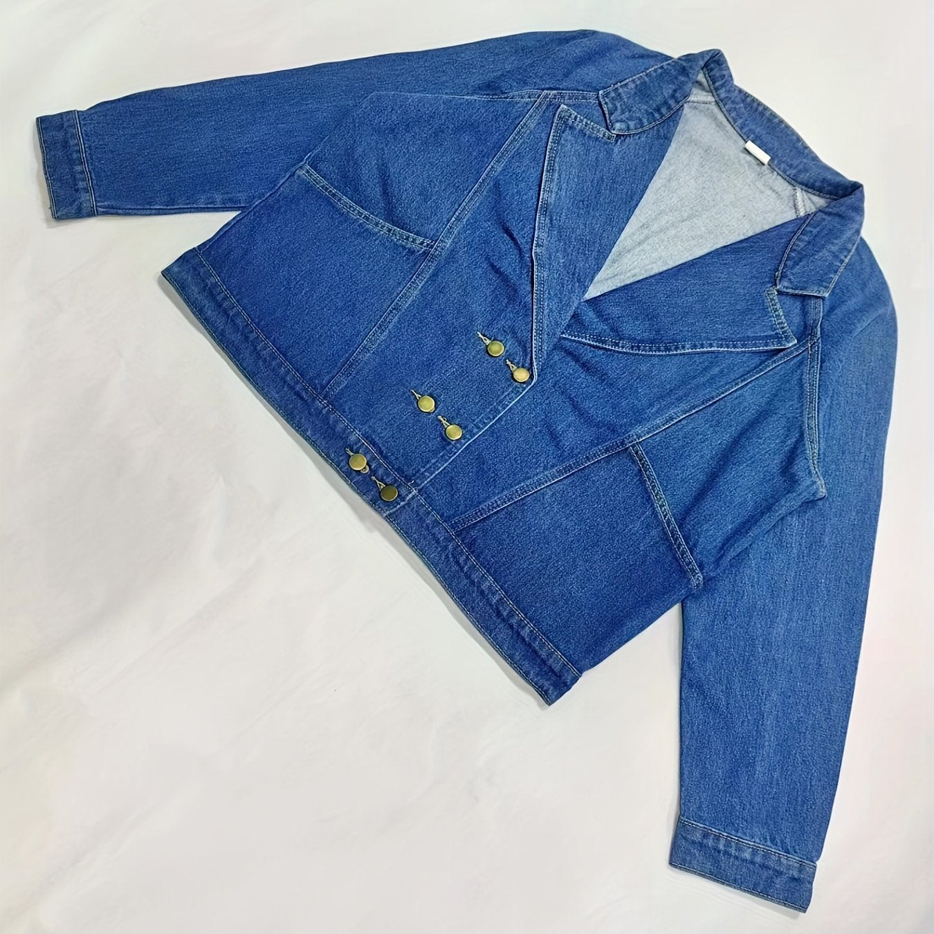  Denim Top Women's Solid Button Up Long Sleeve Collar Coat