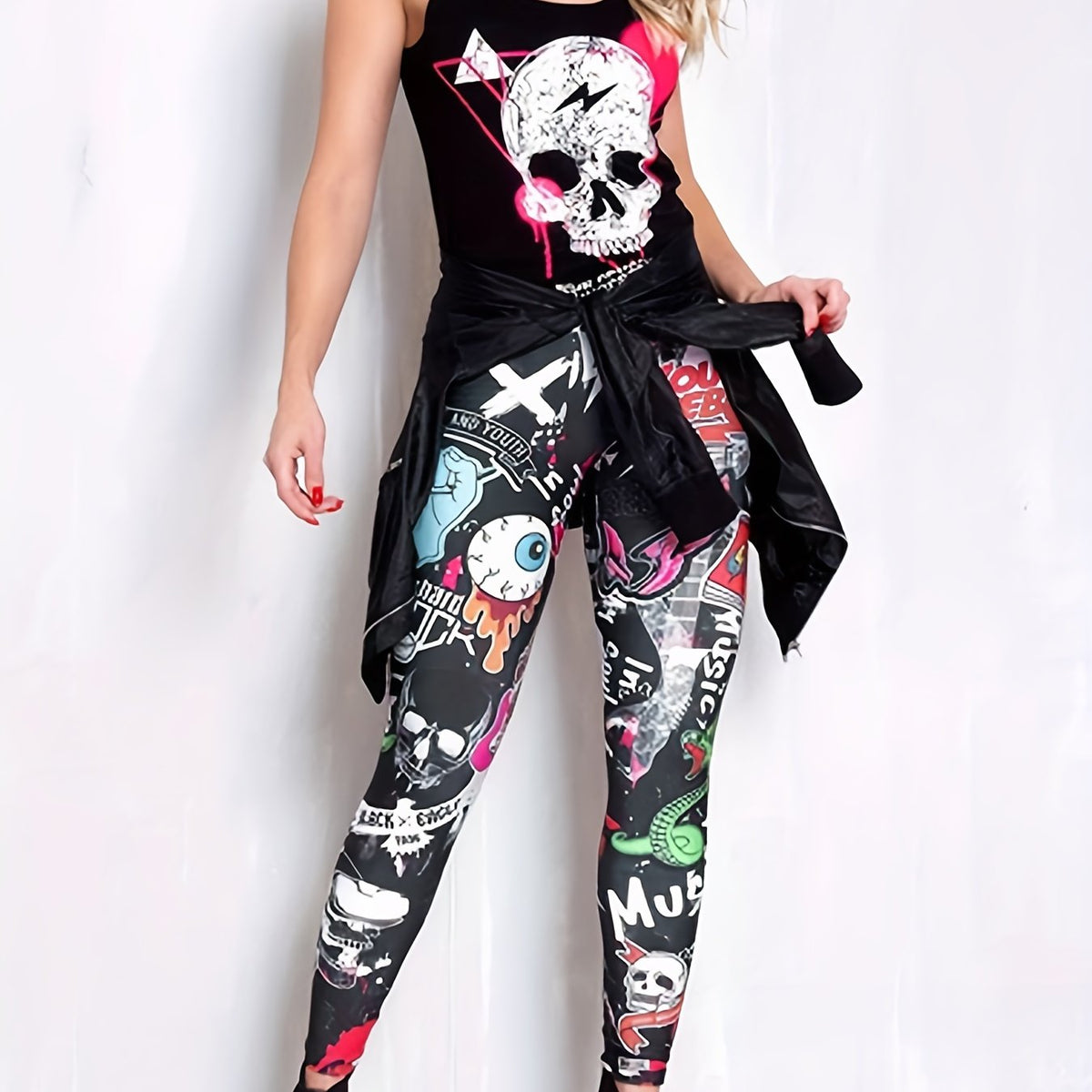 Graphic Print High Waist Leggings for Women