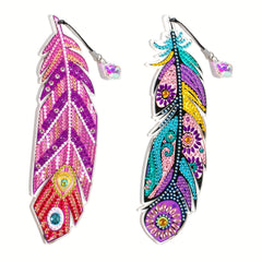 DIY Diamond Dot Art Feather Bookmark 2pcs Set