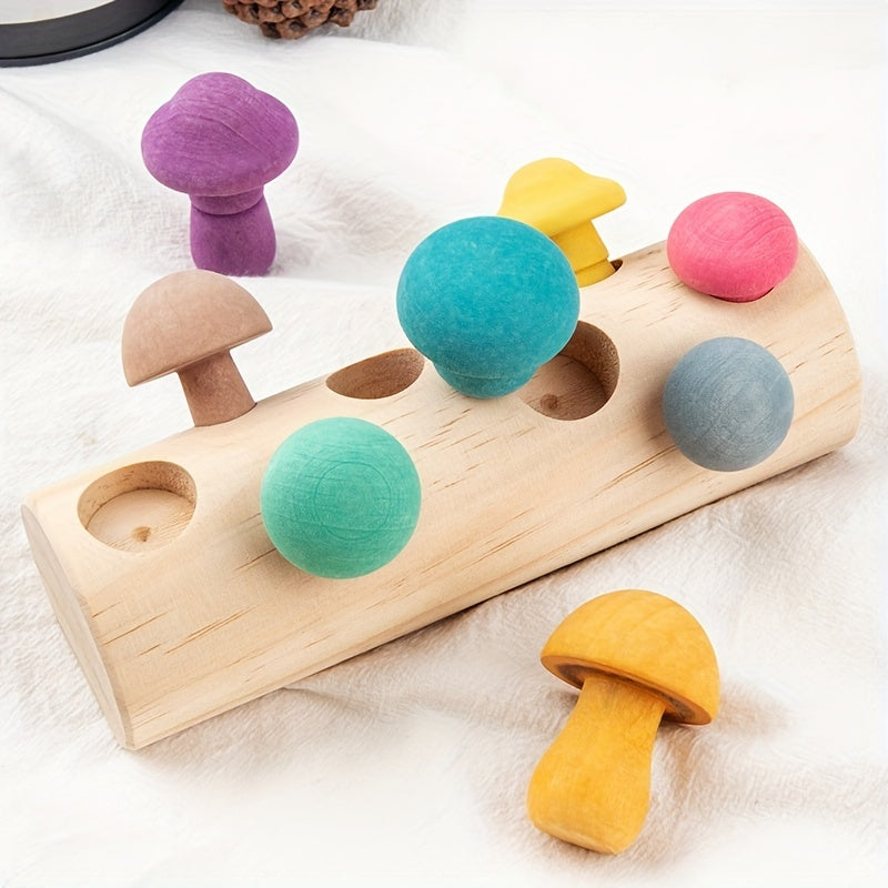 Wooden Mushroom Building Block Set for Halloween, Thanksgiving, Christmas