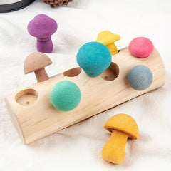 Wooden Mushroom Building Block Set for Halloween, Thanksgiving, Christmas