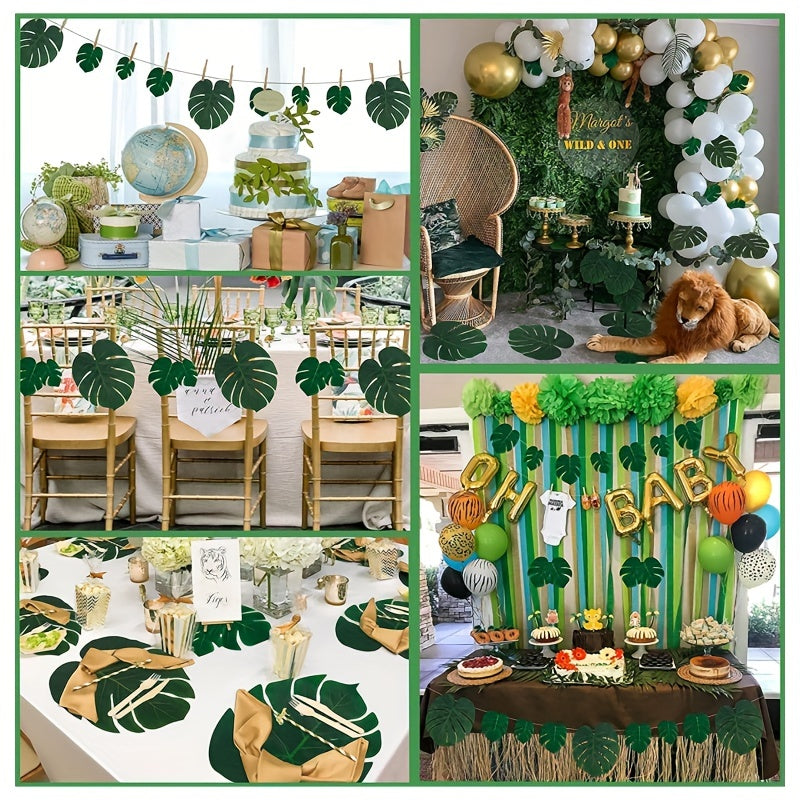 Tropical Palm Leaf Plants Hawaii Jungle Party Table Decor