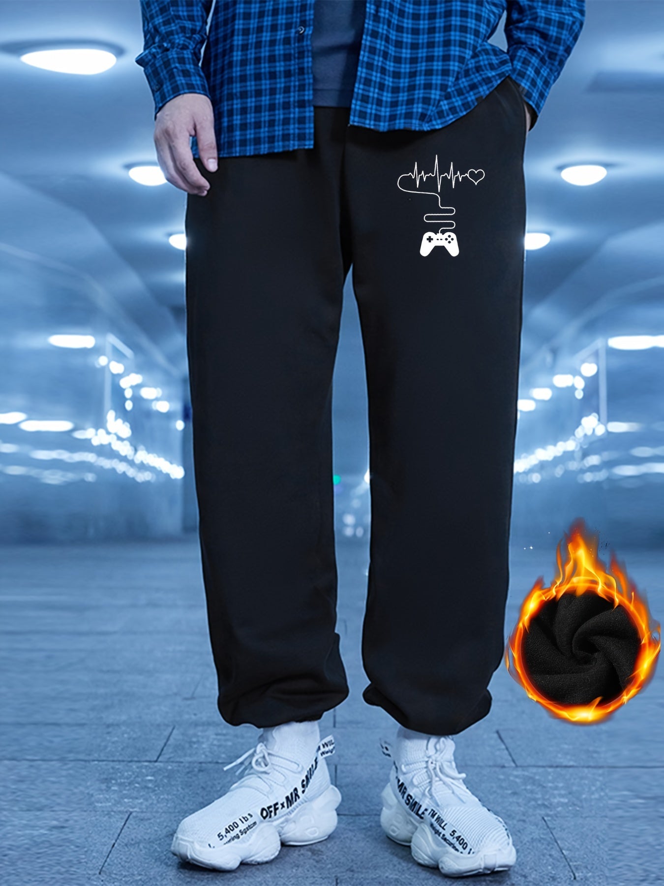 Men s Cartoon Print Sweatpants Winter Loose Fit Jogger Pants