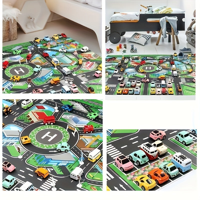 City Traffic Parking Lot Urban Theme Game Mat with Scene Map