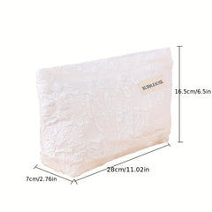 Rose Embossed Powder Makeup Bag Large Capacity Portable Clutch Bag