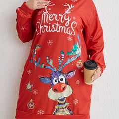  Christmas Snowflake & Elk Hooded Dress