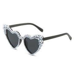 Heart Sunglasses Faux Pearl Party Decorative Sun Shades UV400