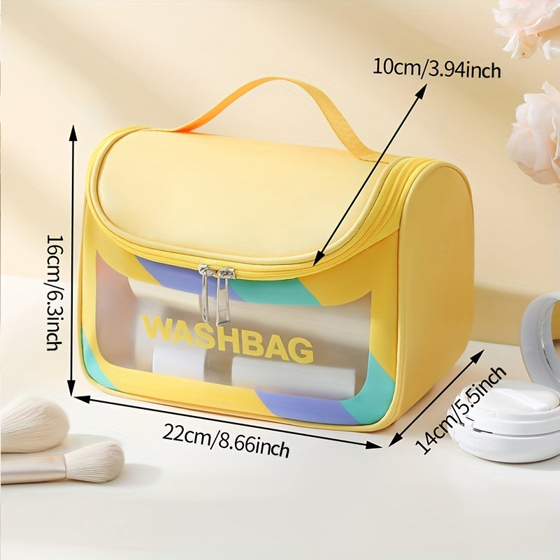 Clear Waterproof Cosmetic Bag PU Leather Makeup Organizer