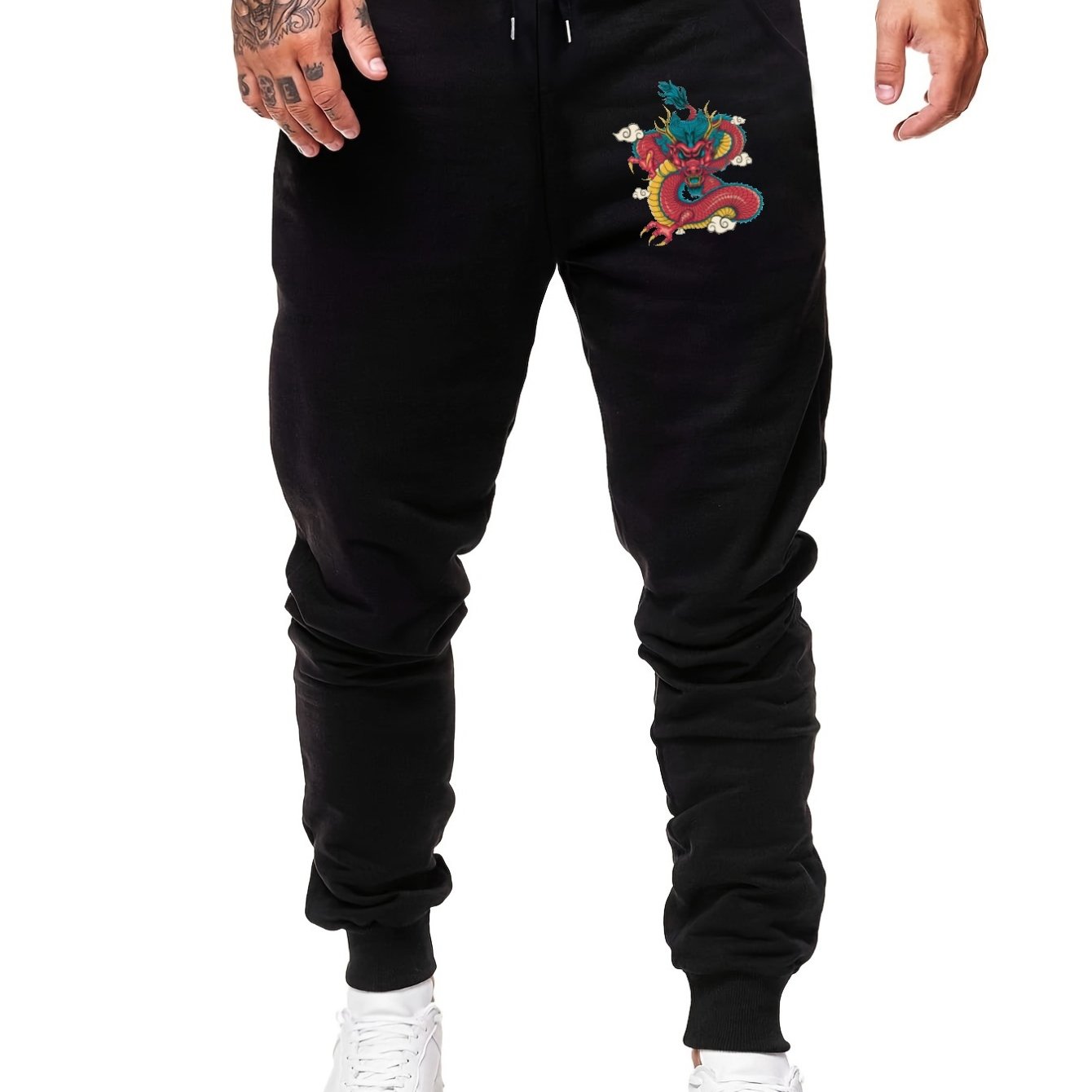 Dragon Comfy Drawstring Joggers Men's Casual Breathable Loose Fit Pants