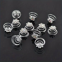 12pcs Faux Pearl Hair Coil Ring Spiral Hairpin Wedding Bridal Hair Accessories