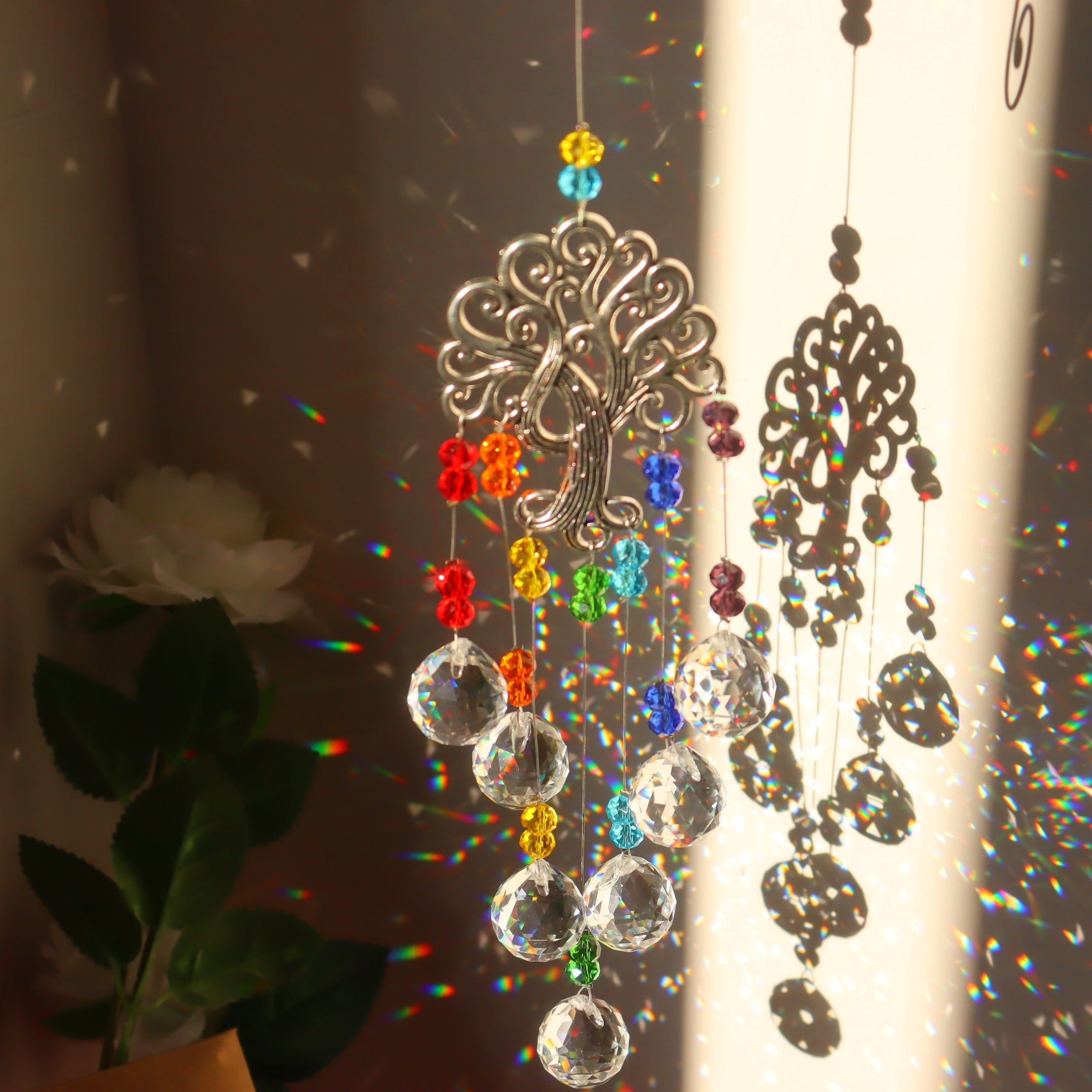 Vintage Tree Of Life Crystal Suncatcher Pendant