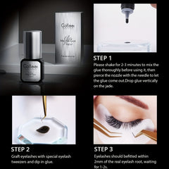GOLLEE Eyelash Extension Glue Strong Adhesive 0.5 Sec Dry Time 8 Weeks Retention