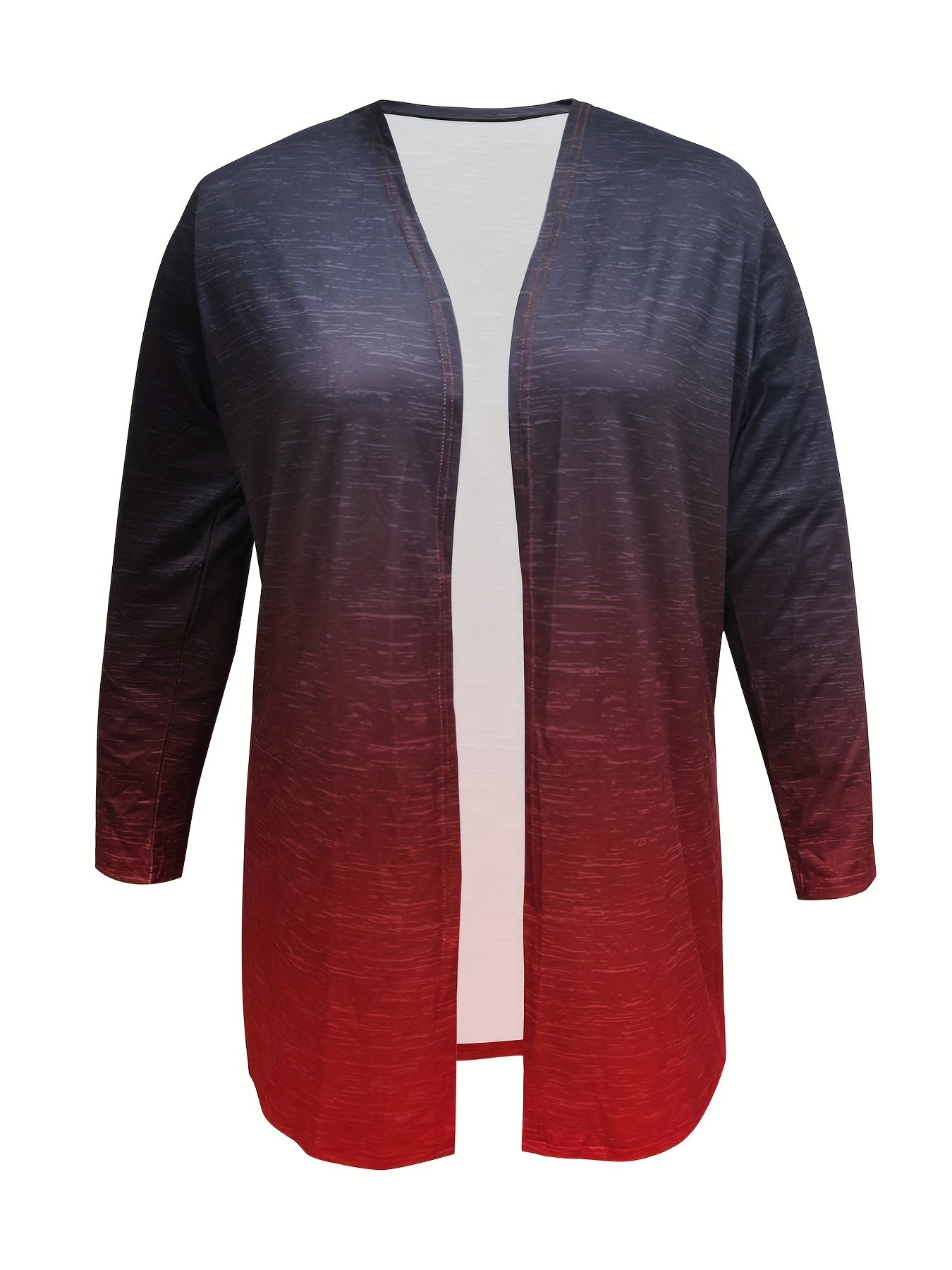  Colorblock Ombre Print Long Sleeve Cardigan