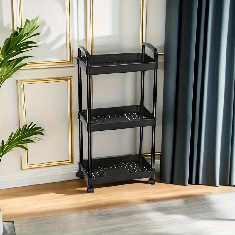 3 Tier Utility Cart Rolling Organization Cart With Handle And Wheels