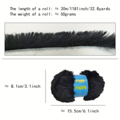 Soft Fluffy Faux Mink Fur Yarn for DIY Knitting, Crocheting - 50g