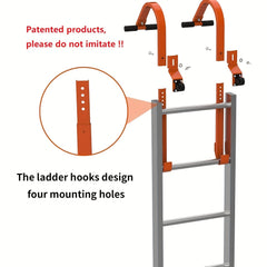2pcs Heavy Duty Ladder Roof Hook w/ Wheel Rubber Grip T Bar