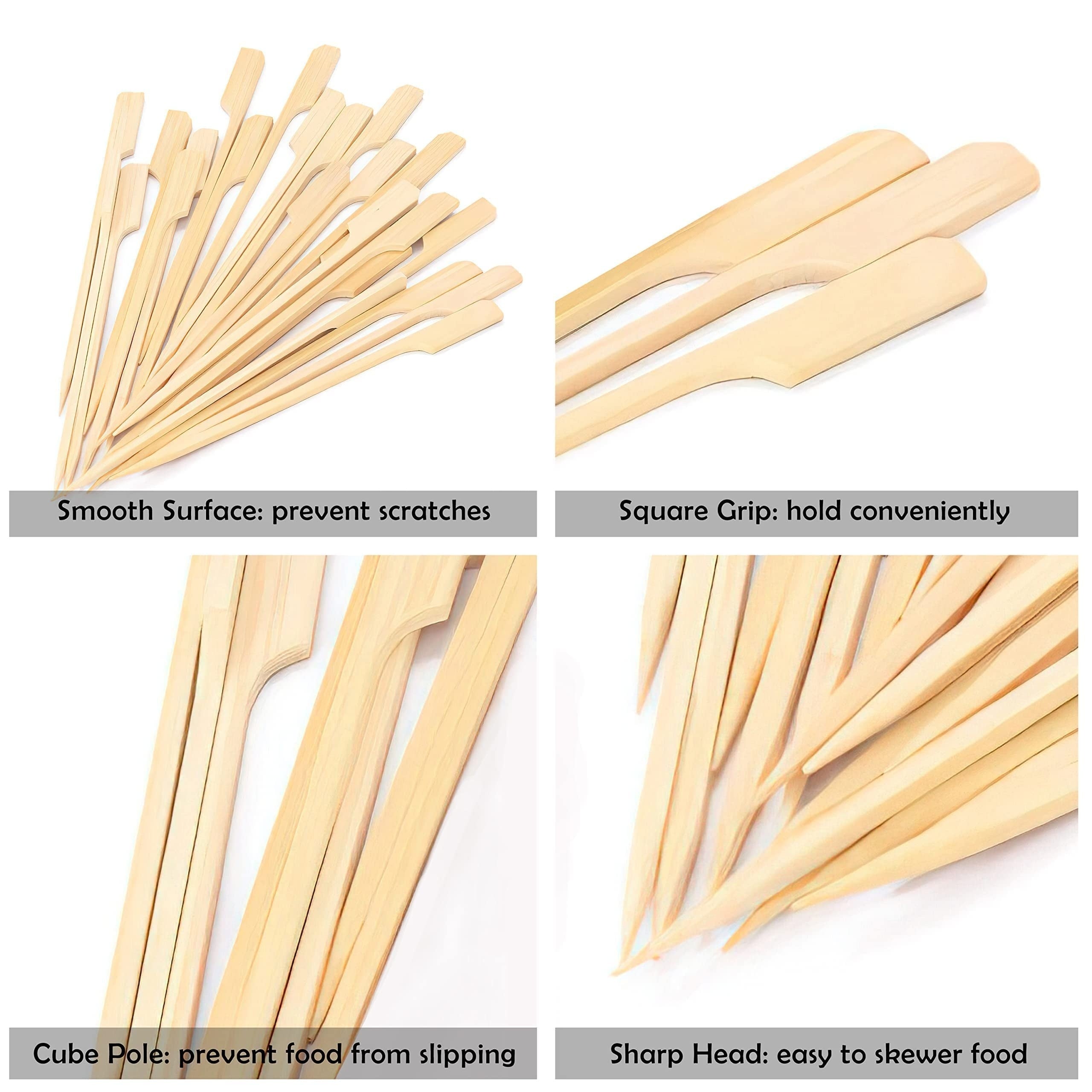 100 Bamboo Wooden Paddle Picks Skewers for Cocktail Fruit Sandwich