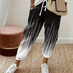  Ombre Stripe Print Drawstring Pants