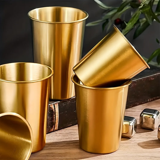 4pcs Golden Stainless Steel Insulated Mugs 16.9oz Camping Hiking Backpacking Pic