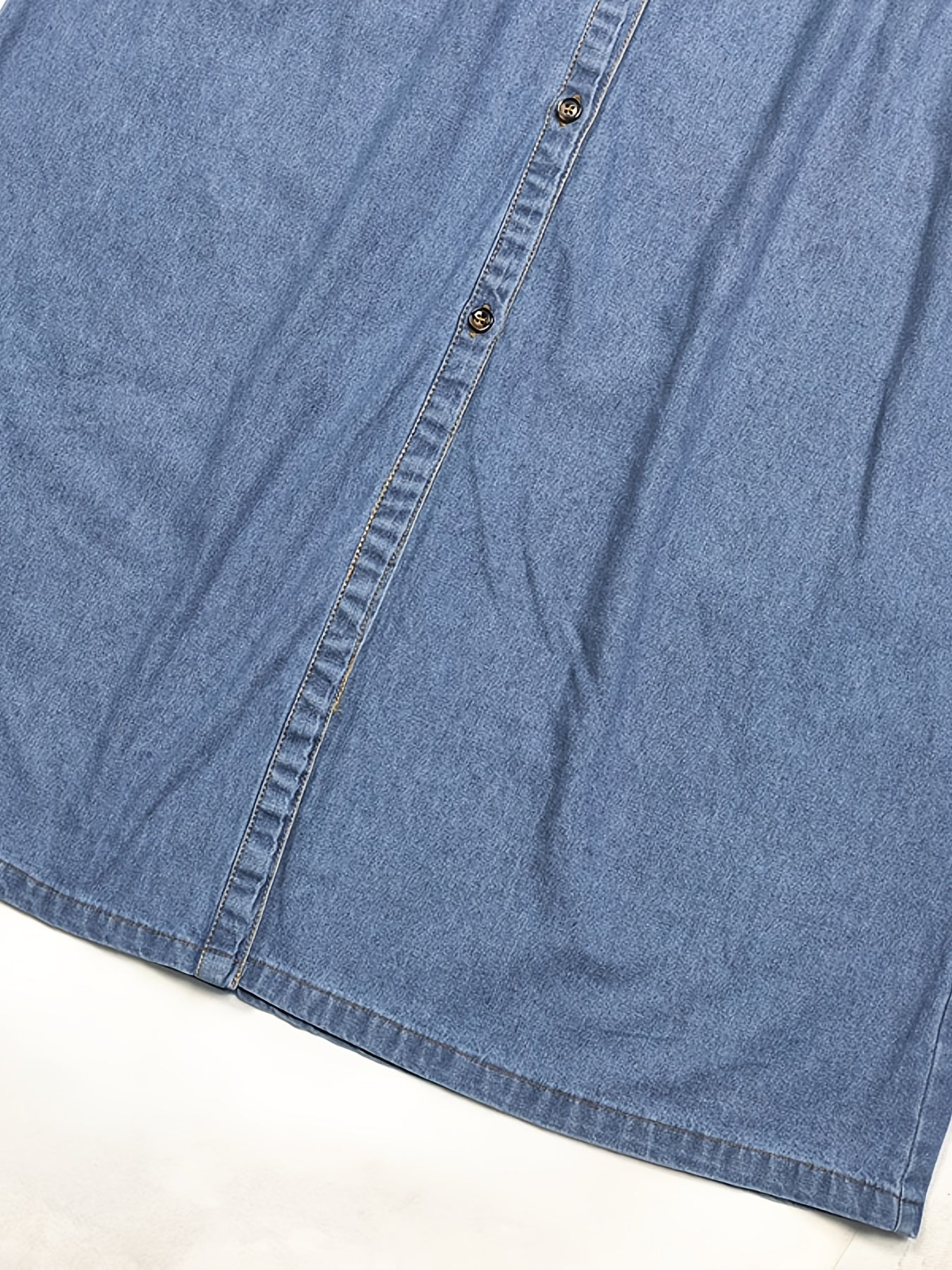 Embroidery Crochet Pattern Denim A-Line Dress