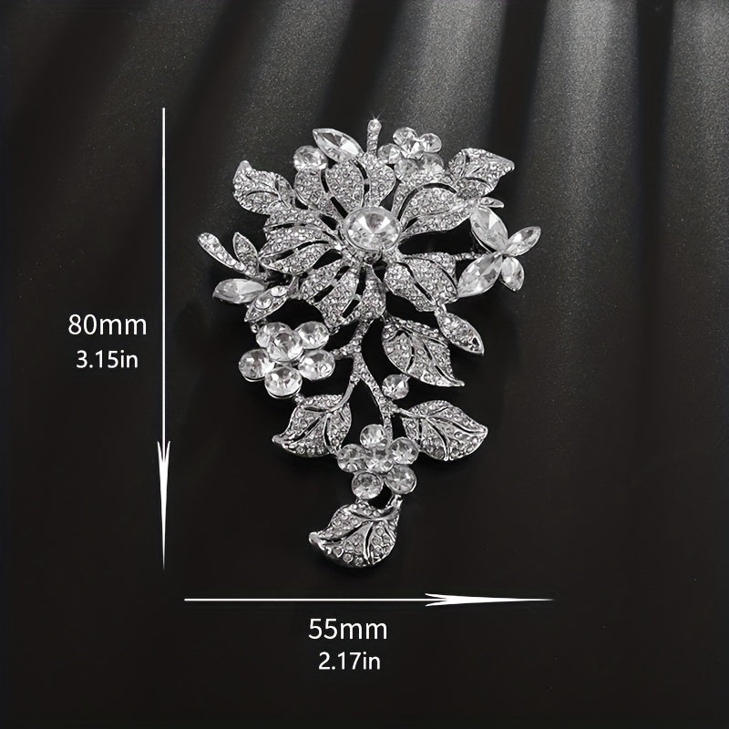 Men's Rhinestone Flower Brooch Wedding Party Dress Pin