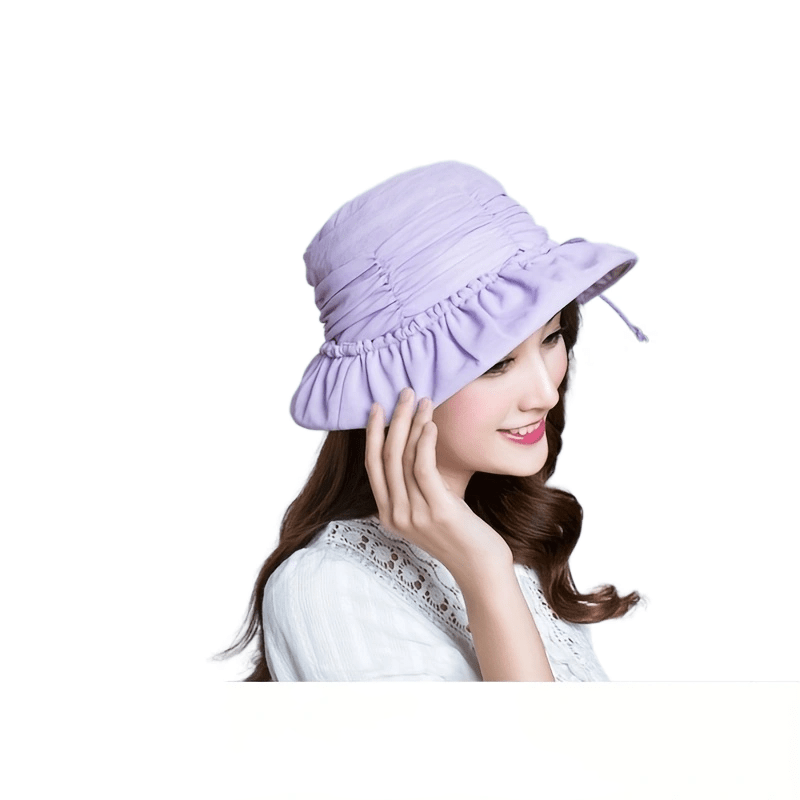Ruched Lace Up Bucket Hat Foldable UV Protection Sun Hat