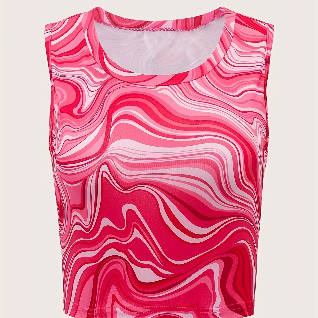 Marble Print Tank Top Crew Neck Sleeveless Y2K Summer Top