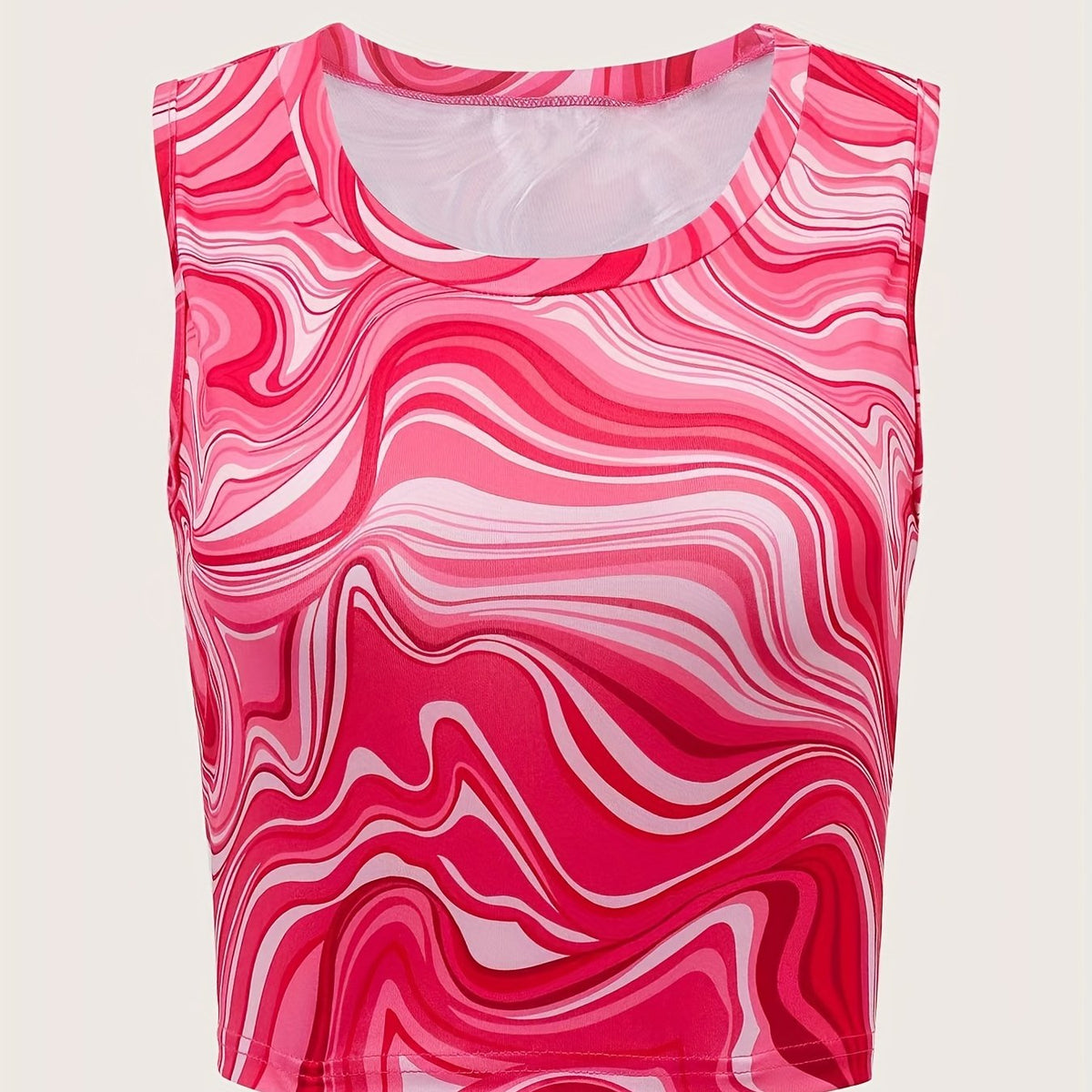 Marble Print Tank Top Crew Neck Sleeveless Y2K Summer Top