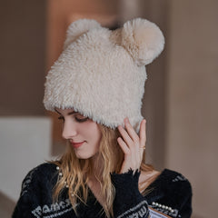 Bear Knitted Hat Women's Warm Hat Woolen Hat Embroidery Hip hop Cap