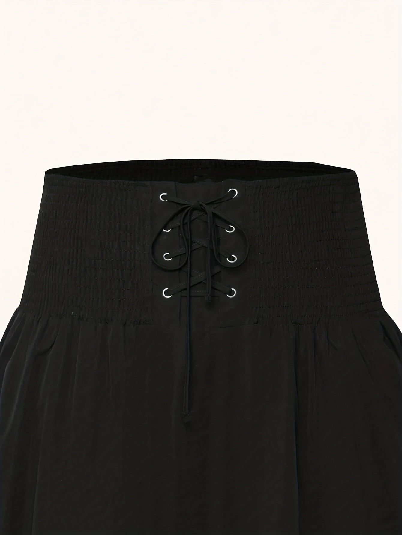  Casual Skirt Women's Plus Solid Lace Up High Rise Maxi Skirt