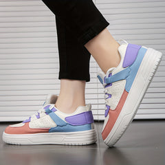 Women's Block Faux Leather Chunky Skate Shoes For Outdoor Sports