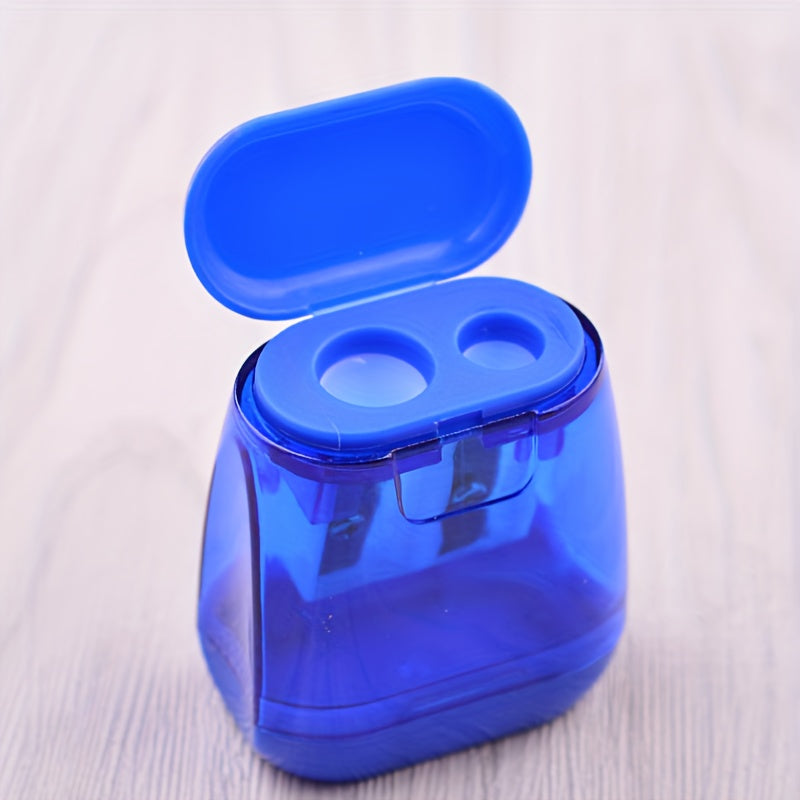 Plastic Double Hole Pencil Sharpener with Cover