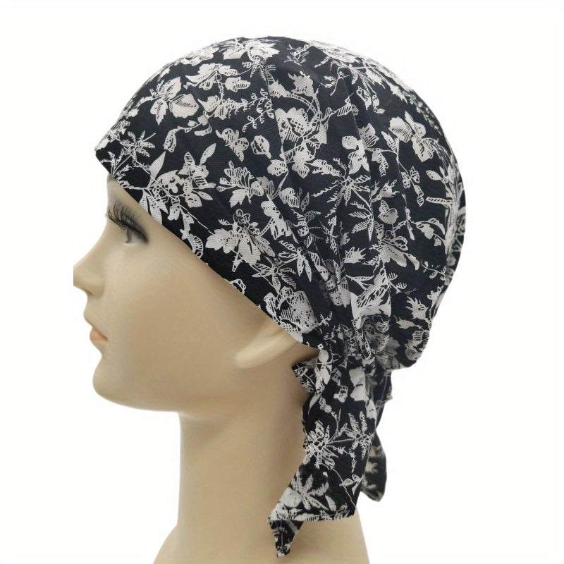 Floral Print Triangle Turban Cap Vintage Cotton Bandana Women Head Wrap