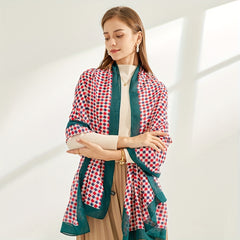 Geometric Floral Print Scarf Warm Shawl Outdoor Windproof Head Wrap