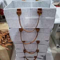 Portable Gray Felt Storage Bag with Multiple Compartments