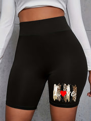  Casual Shorts Women's Plus Letter & Cartoon Bear Print