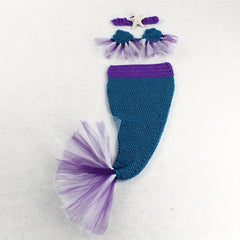 3pc Mermaid Baby Photo Costume Knitted Photography Props