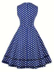 Polka Dot Sweetheart Neck Cocktail Party Dress
