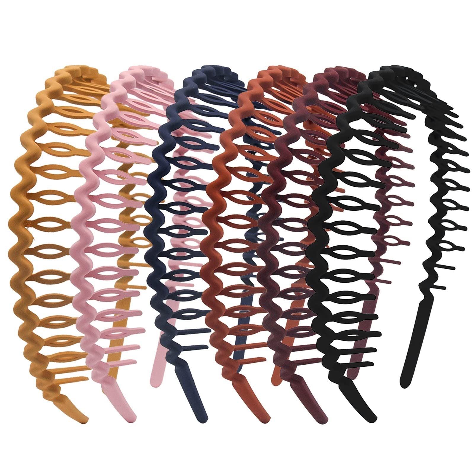 6pcs Solid Teeth Headband Wavy Nonslip Hair Band Sweet Headdress