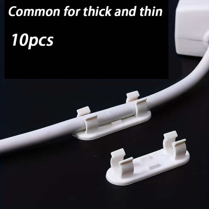 10pcs Self Adhesive Cable Clips For TV PC Wires Tidy Cable Management