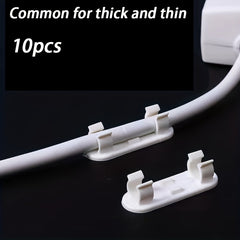 10pcs Self Adhesive Cable Clips For TV PC Wires Tidy Cable Management