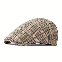 Checkered Light Thin Duckbill Hat Khaki Green Plaid Pullover Unisex Dad Hat