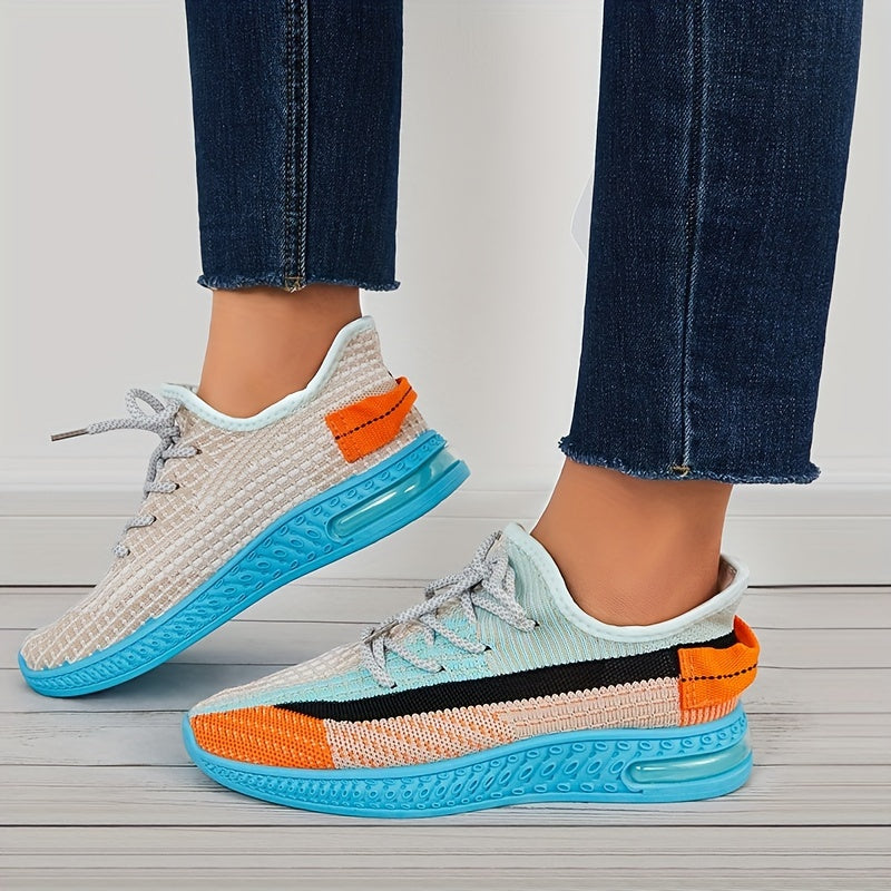 Women's Lace Up Sneakers Flying Woven Mesh Outdoor Running Shoes
